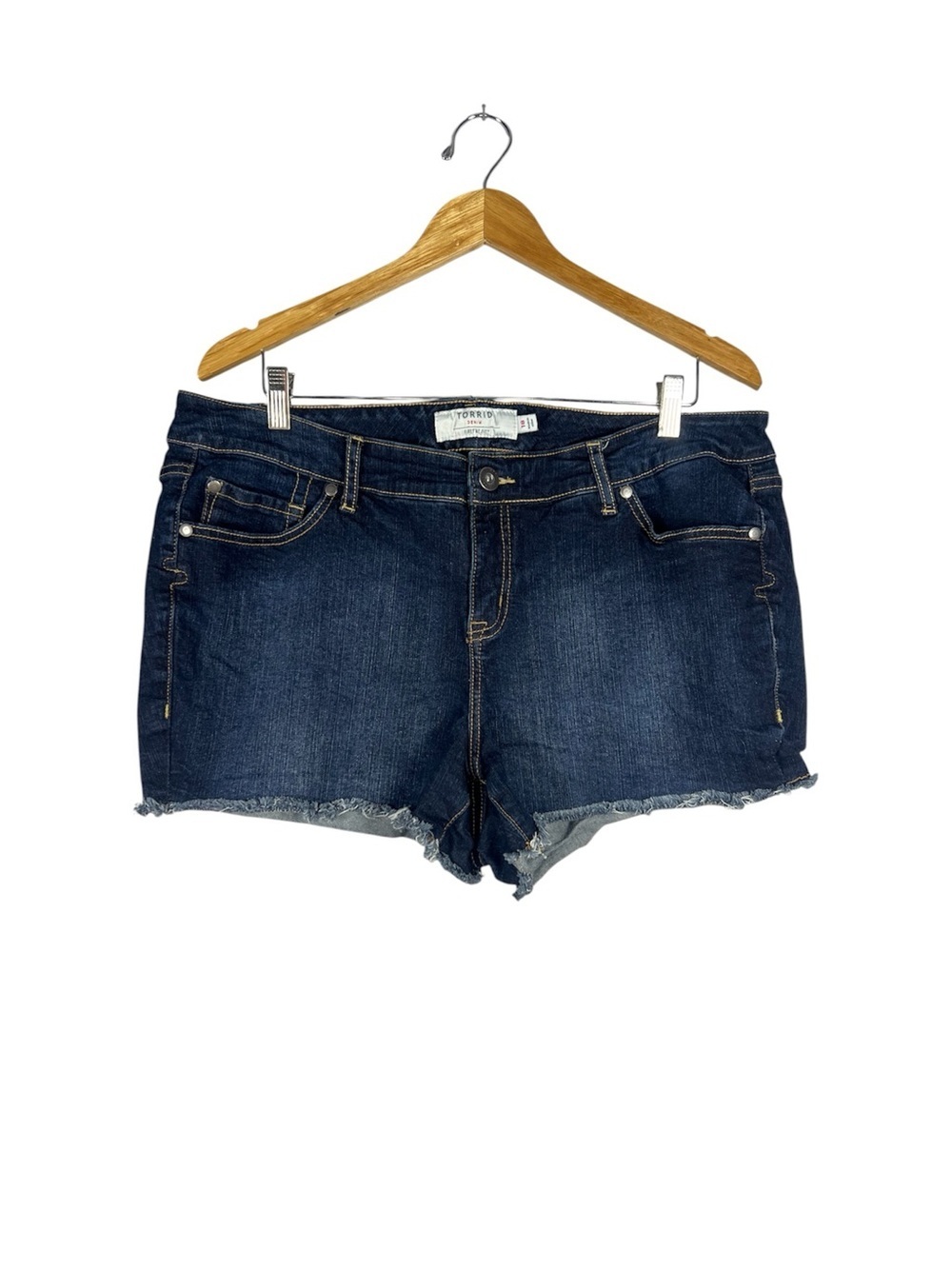 Torrid Dark Wash Cutoff Mini Shorts 18